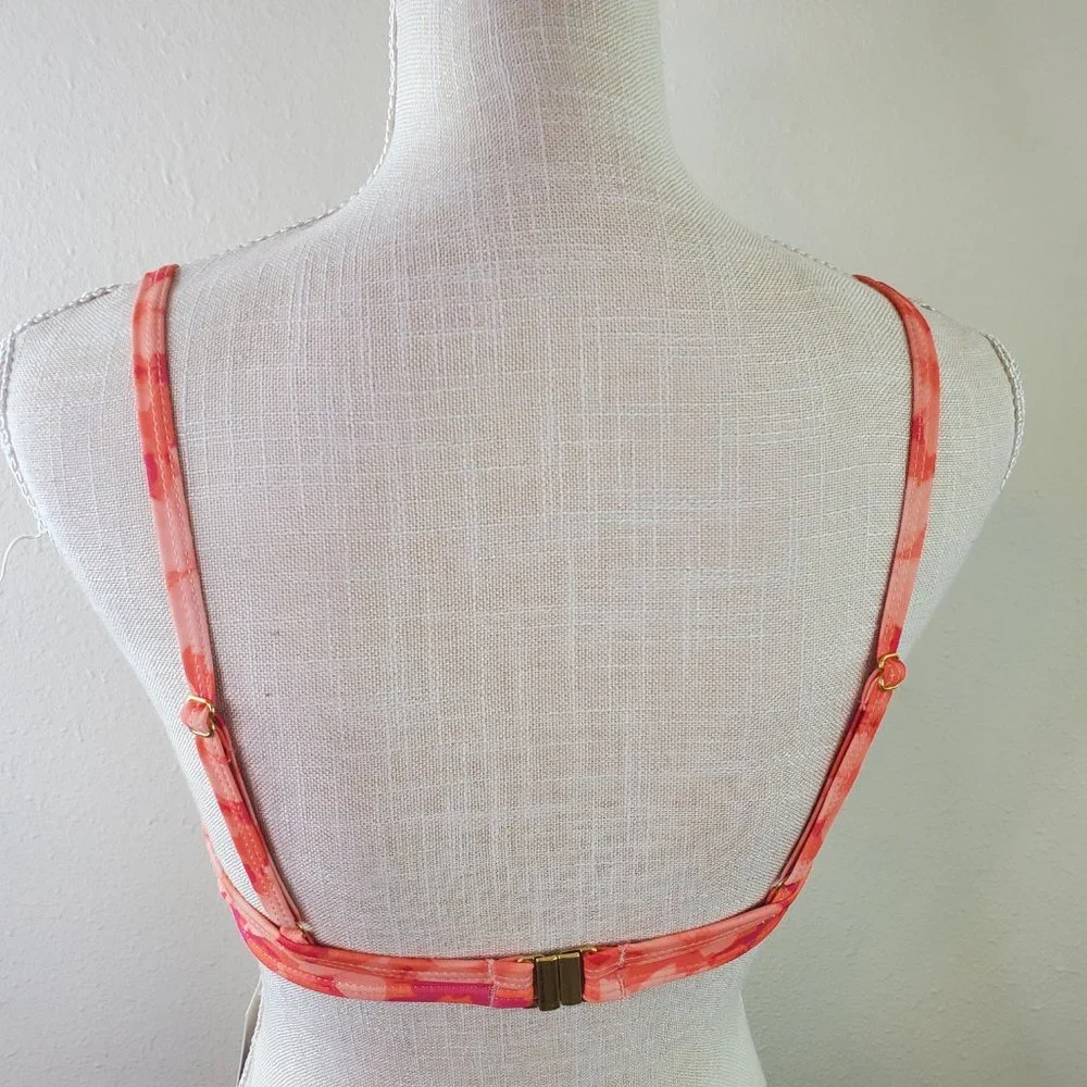 Refuge Boutique Womens Peach Orange Floral Bikini Top - Picture 2 of 10